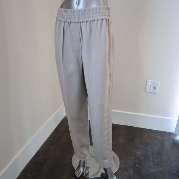 Brunello Cucinelli Twill Tapered Pant Khaki Viscose Linen Size 6 New Tag $1,395 - Picture 2 of 9